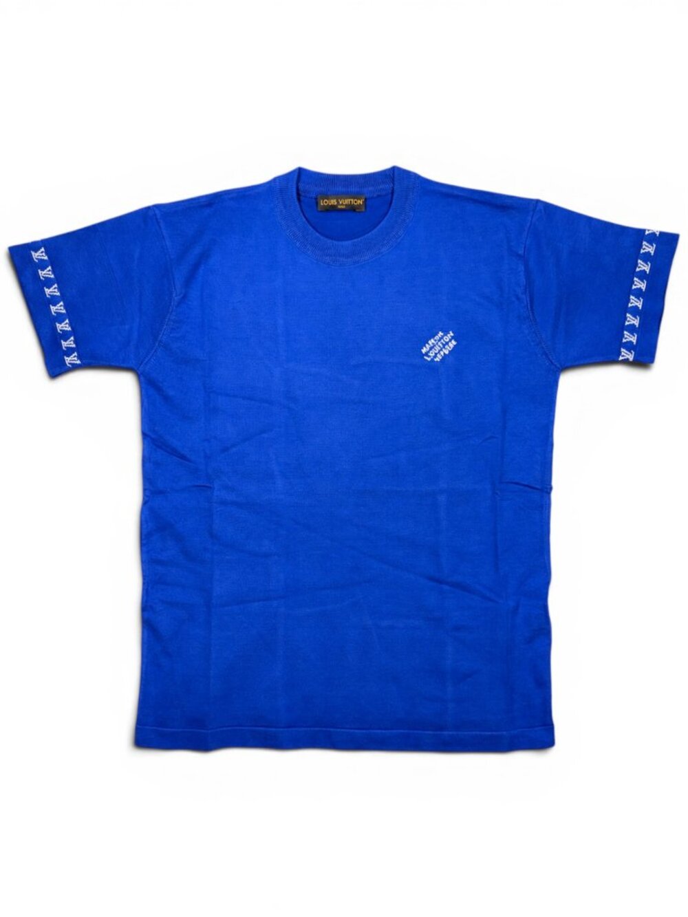 Louis Vuitton Signature Short-Sleeved Cotton Crewneck in Indigo Blue SMALL